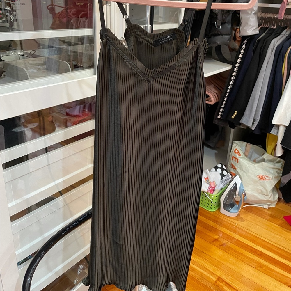NWOT ALLSAINTS pleated satin dress